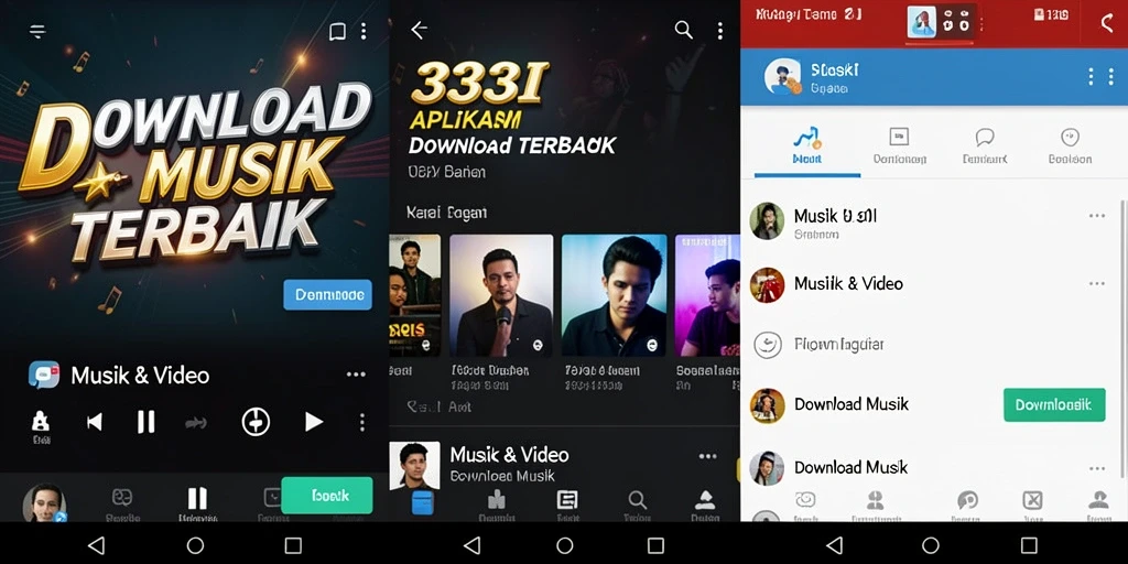 Screenshot antarmuka aplikasi 333I yang menampilkan fitur Download Musik.