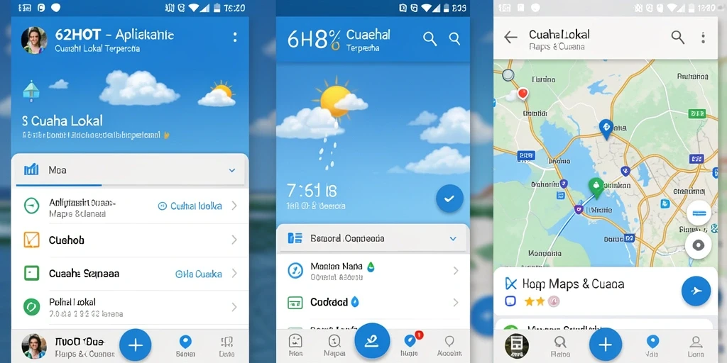 Antarmuka aplikasi 62HOT menampilkan informasi cuaca lokal terkini.