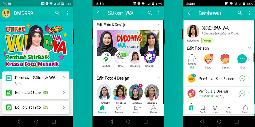 Tampilan antarmuka DMD999 saat membuat stiker WhatsApp.