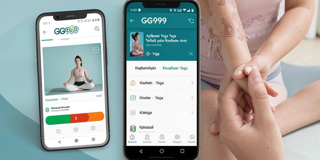 Antarmuka GG999 menampilkan sesi yoga interaktif yang memandu pengguna.