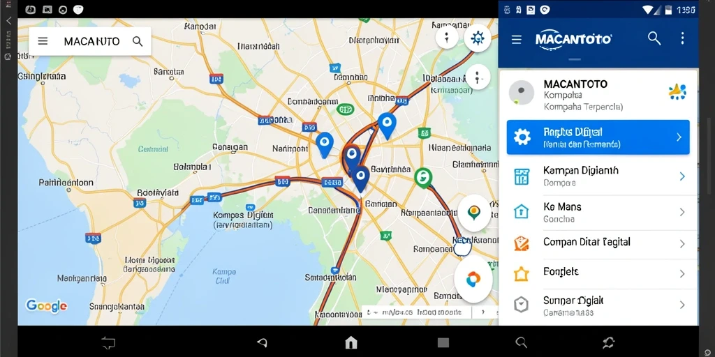 Tampilan antarmuka utama aplikasi kompas digital MACANTOTO yang modern.