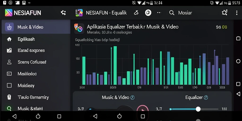Screenshot antarmuka utama NESIAFUN yang menampilkan fitur Equalizer.