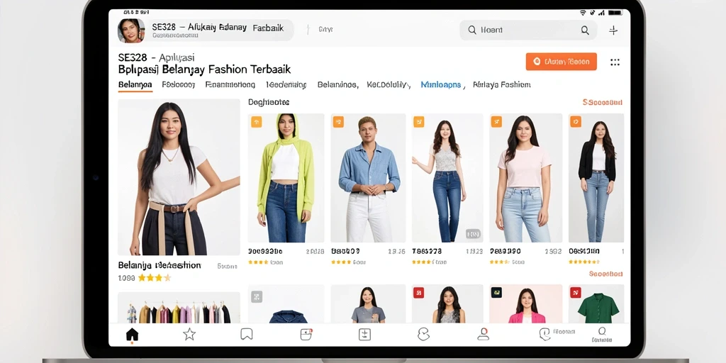 Tampilan antarmuka SE328 yang menarik dan fungsional untuk belanja fashion.