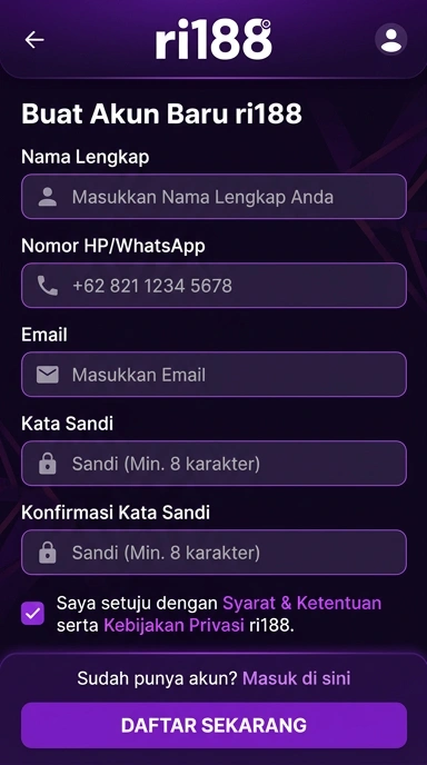 Cara Mudah Buat Akun Baru di ri188